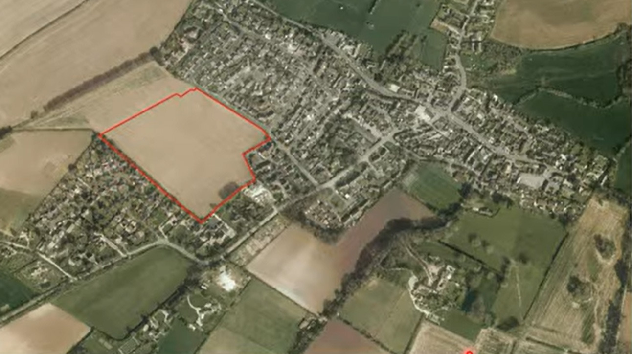 The proposed site in Broadmayne, outlined in red