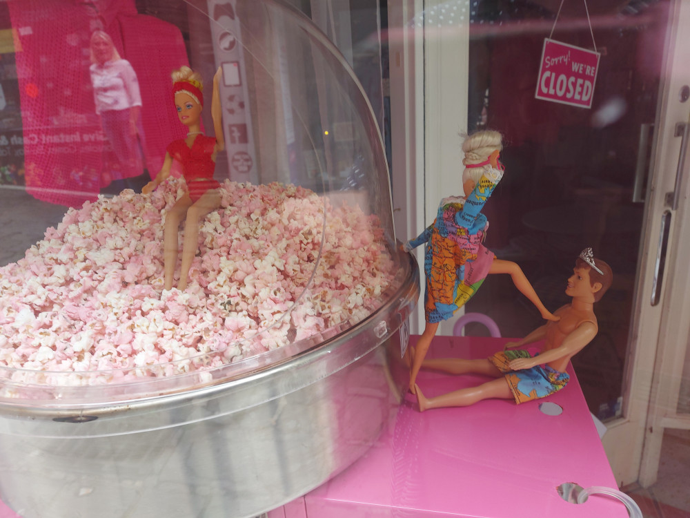 Wonderful window of Truly Sopel in Frome pays homage to Barbie