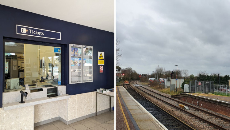 L: Honiton's ticket office faces closure and R, Honiton railway (Nub News) 