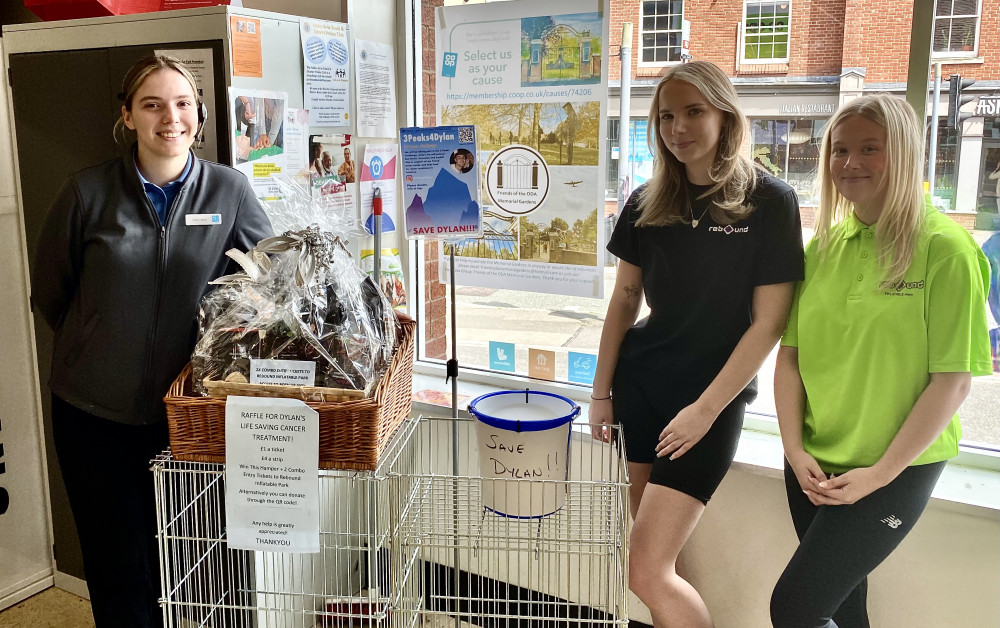 Co-op colleague Georgia Norman with Dylan's friends Madi Norman (centre) and Rhiannon Tasker. Photo: Ashby Nub News