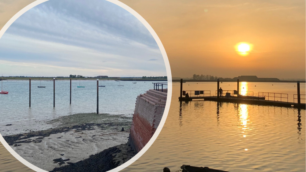 The pontoon (right) reportedly needed a £60k renovation due to rust damage - only the metal pillars (inset) remain. (Photos: Chloe Brewster)