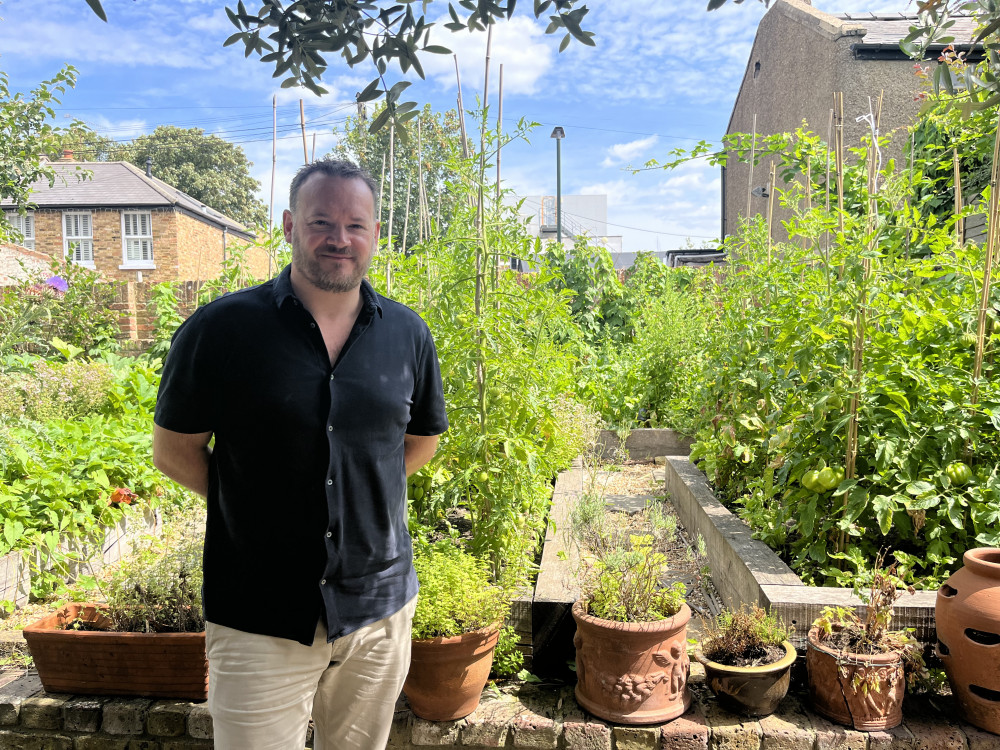 Co-owner of Shambles, Massimo Langella, in his vegetable garden. (Photo: Emily Dalton)