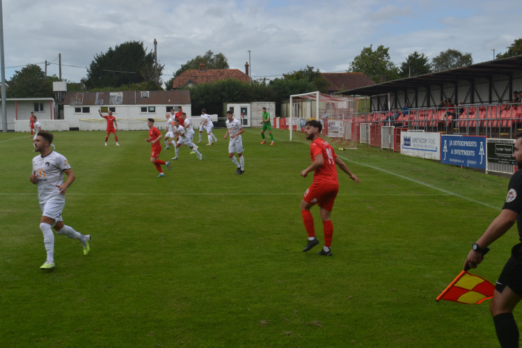 The first goal, a penalty to Weston super Mare was followed by a flurry of activity as Frome Town FC tried to equalise