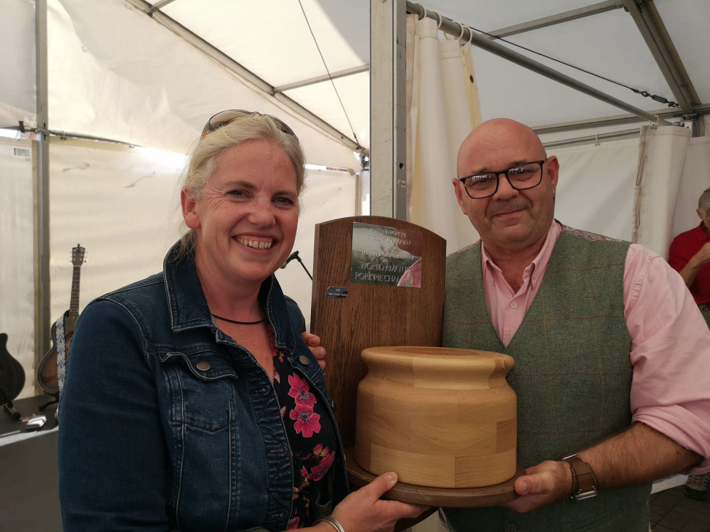 Victors have been crowned in the World Pork Pie Championships in Rutland. Pictured: Vince and Emma. Image credit: Rutland and Stamford Sound. 