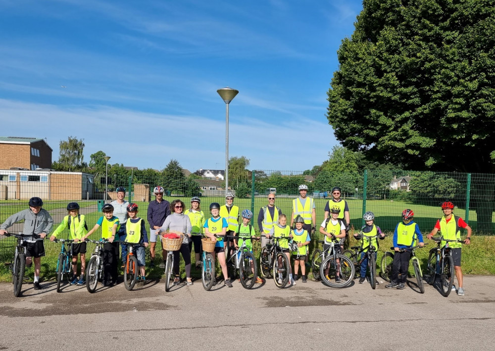 Pupils, parents and volunteers joined the first Bike Gang trips last week (image supplied)