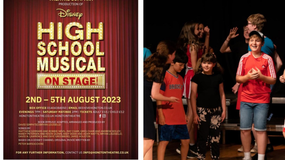The High School Musical is coming to The Beehive this week and right, rehearsals. (Both: Honiton Theatre Company) 