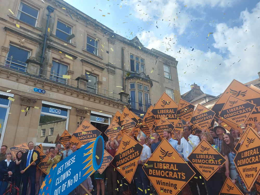 The Liberal Democrats celebrate their win last week in Frome 