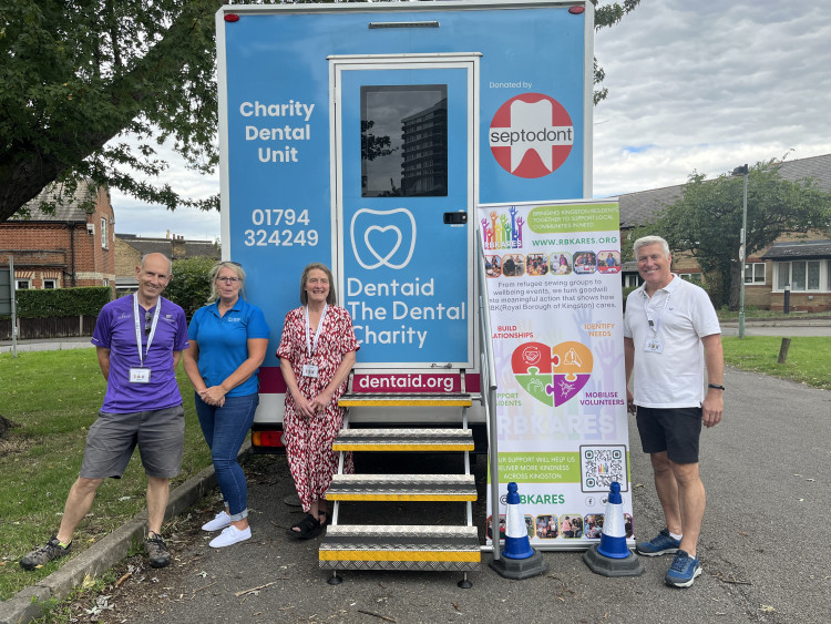 RBKares team with Dentaid charity in front of mobile clinic. (Photo: Emily Dalton)