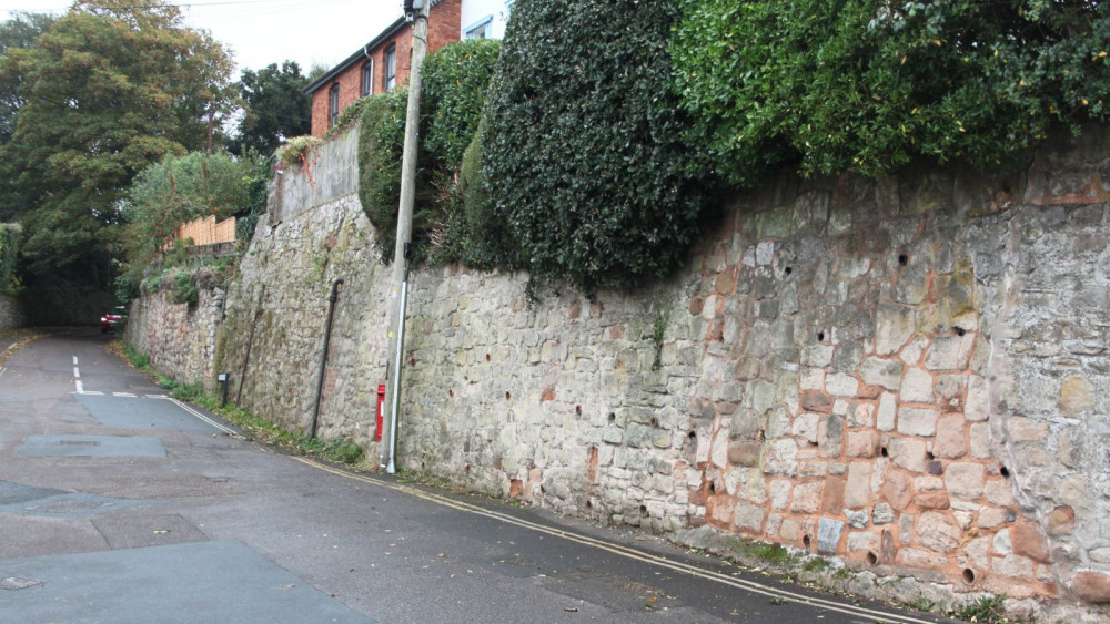 Round castle stone wall at the junction of Boarden Barn and Gussiford Lane (Exmouth Museum)