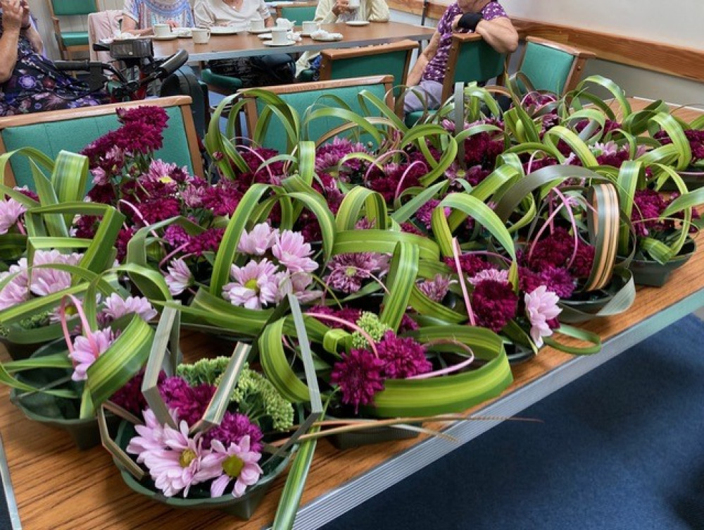 Honiton Carers learnt how to do a floral table arrangement (Winnie Cameron)