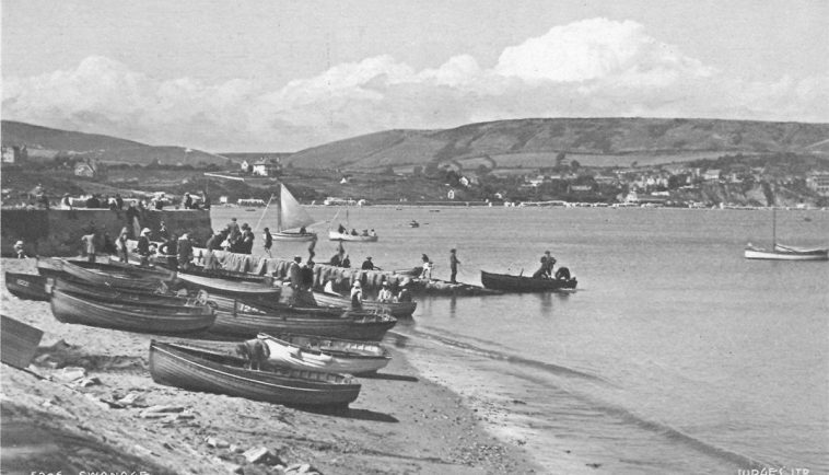 An example of old postcard used to create the history walk guides - this one of Swanage