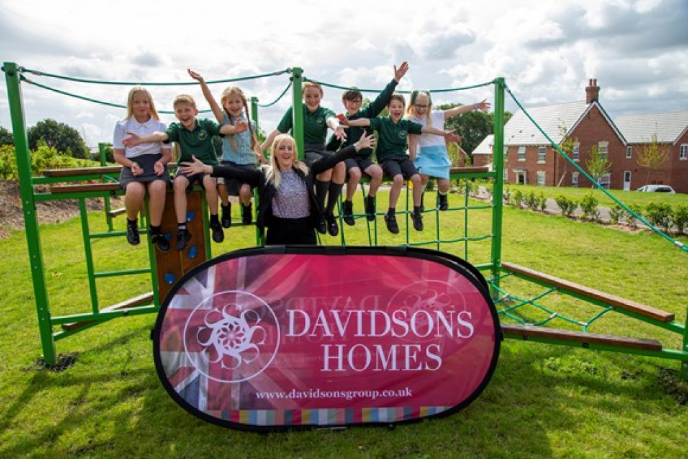 Children from Ashby Hilltop Primary School tried out the new equipment. Photo: Davidsons Homes