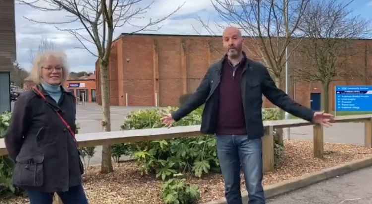 Chris with sitting Conservative Cllr Lynn Riley at Frodsham's Princeway site