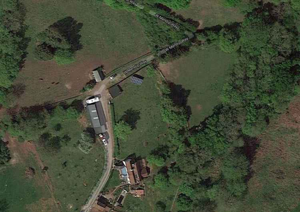 The field surrounded by trees next to the West Mendip Way is where the glamping site will be (Photo: Google Maps)