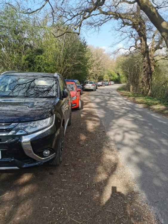 The number of cars parking on Ridgeway at the Helsby end of Snidley Moor is on the increase. Image: Sue Tushingham