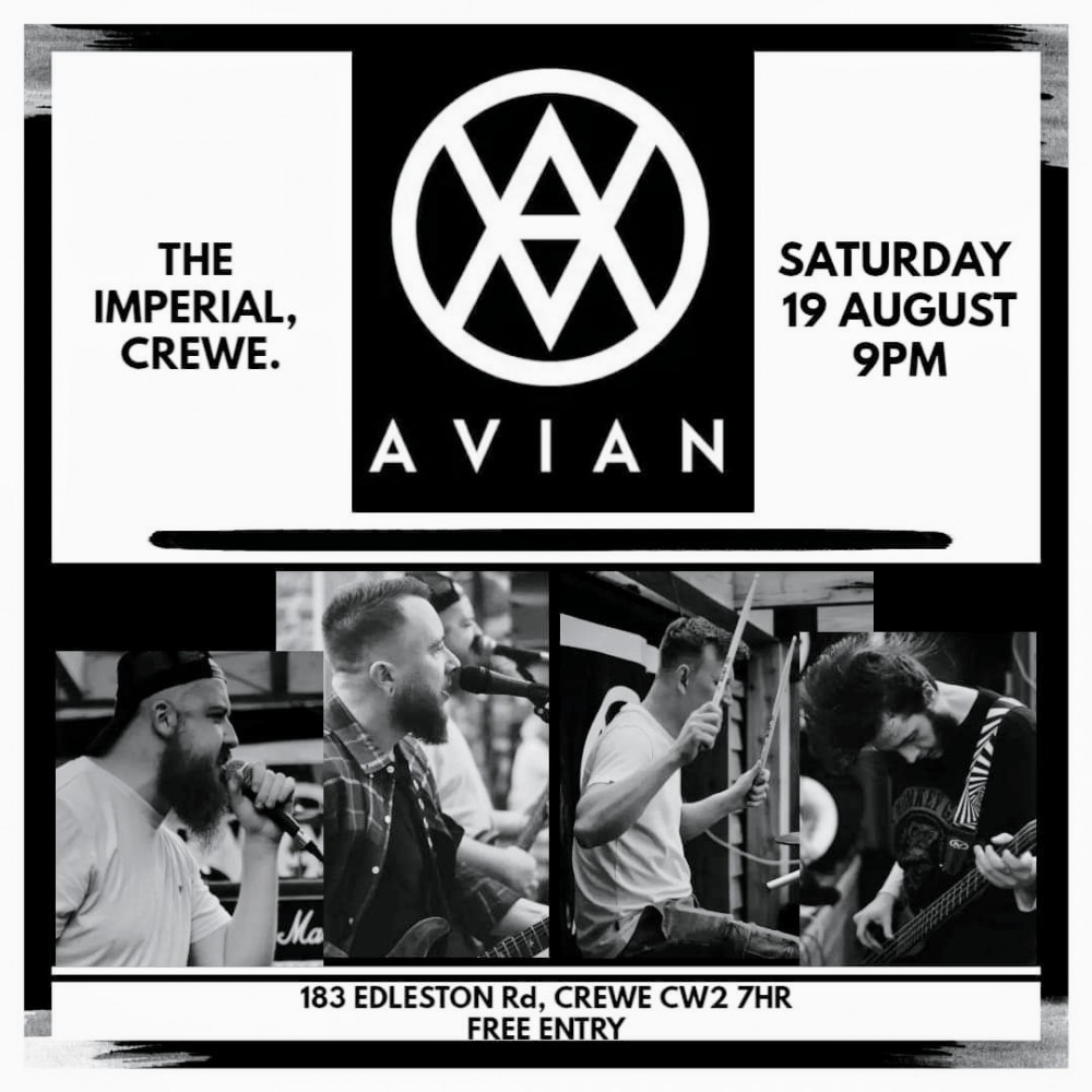 Avian are performing live at The Imperial on Saturday 19 August.