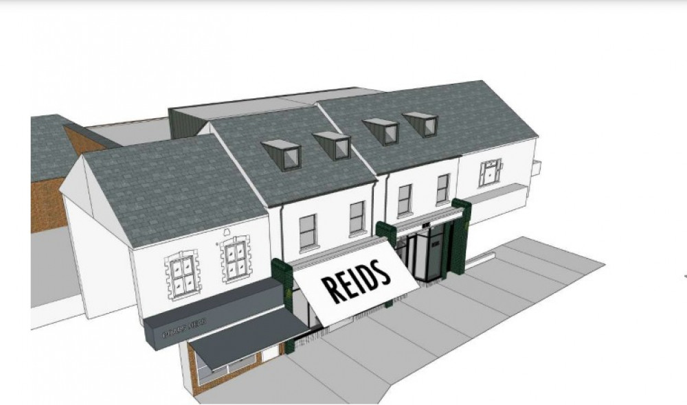 An artist's impression of how 33-35 Windsor Road, Penarth which was formerly occupied by Kitchener & Thomas could look if plans to refurbish it are approved.