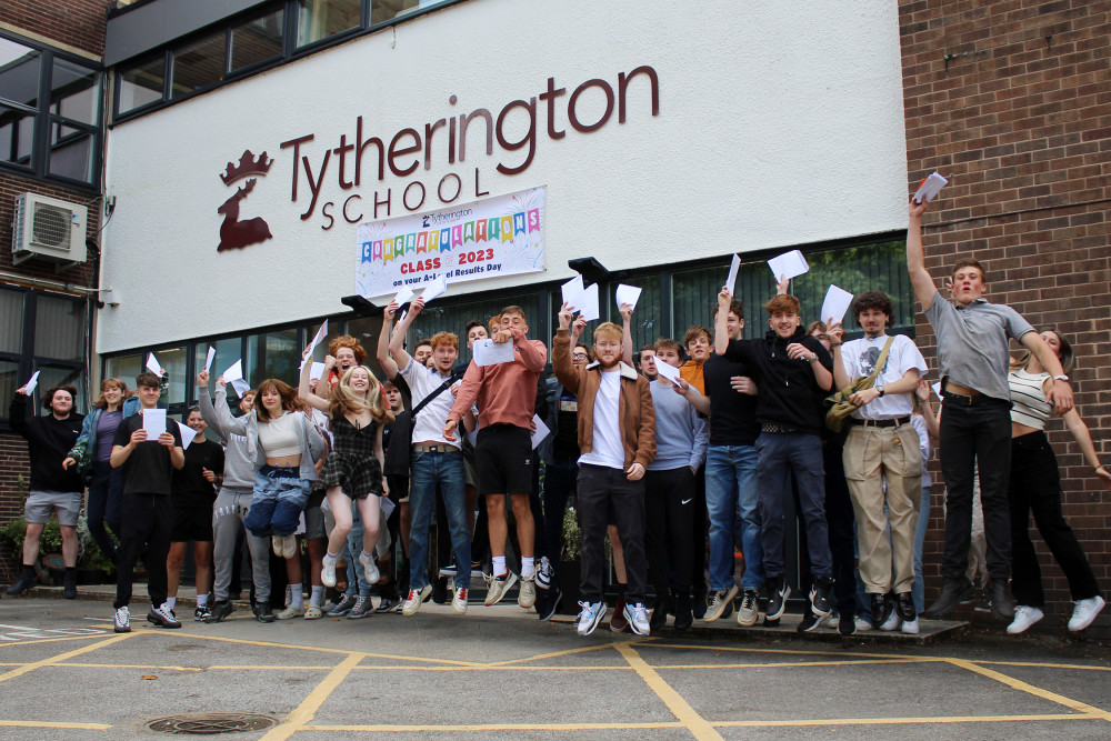 Joy at Tytherington School, one of many places teens received their A-Levels results today. (Image - Macclesfield Nub News) 