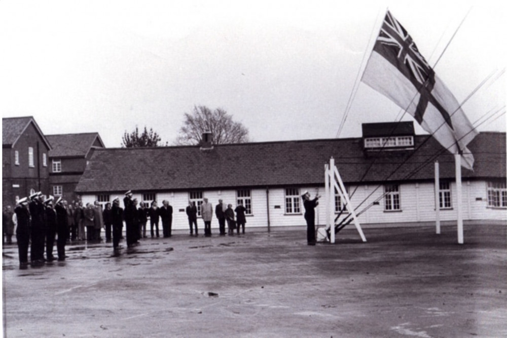 Ganges ensign lowered for final time (Picture: Ganges eHive)