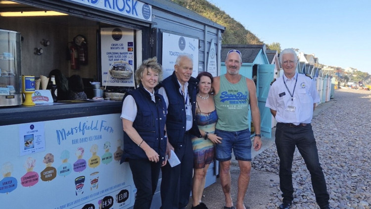 NCI volunteers with Rebekah and Roger of Budleigh Salterton West End Kiosk (NCI Exmouth)