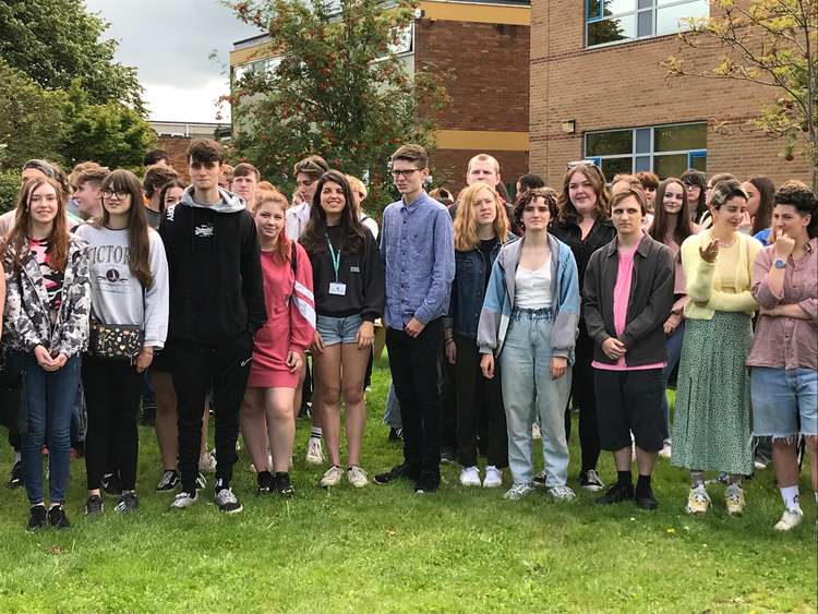 Strode College students at the A-level results day celebration today