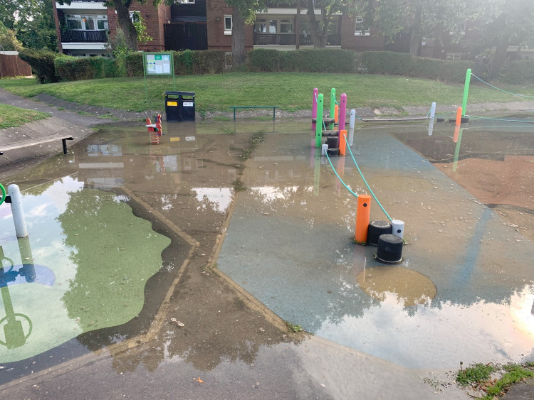 Teddington playground flooded this morning. (Photo: Cllr Jim Millard/ X)