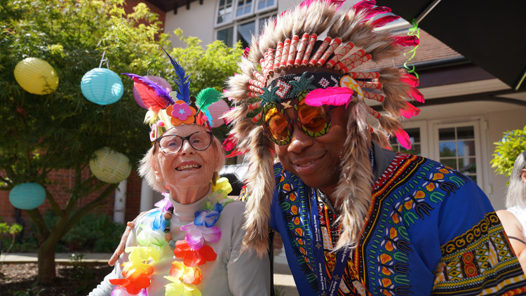 Anne and Healthcare Assistant Abraham at the Carnival Open Day. (Royal Star & Garter)