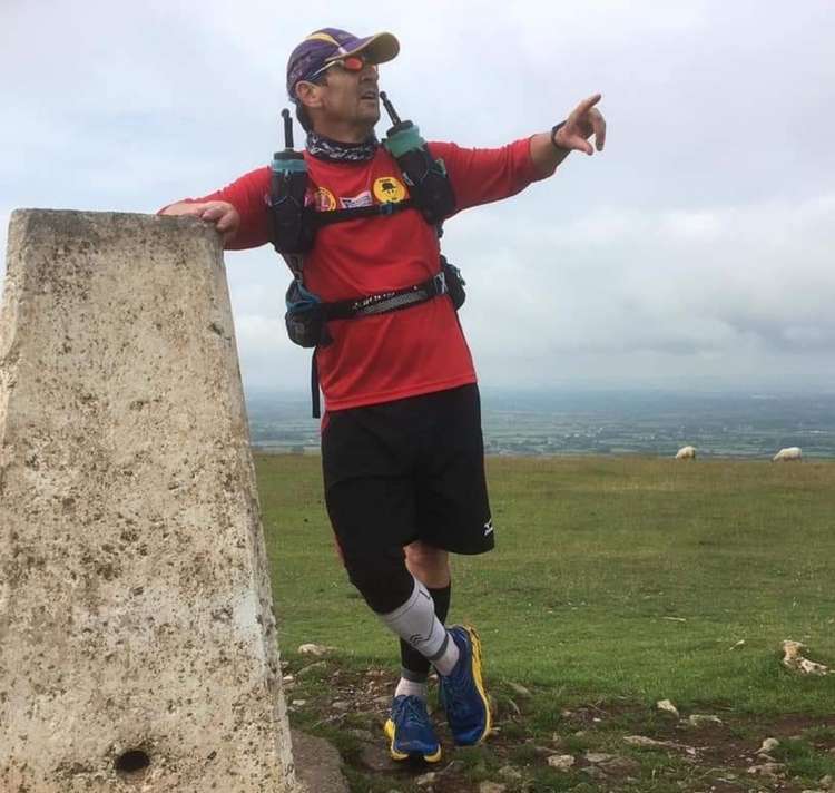 Ian Maclachlan in full running gear on one of his training runs along the Mendips
