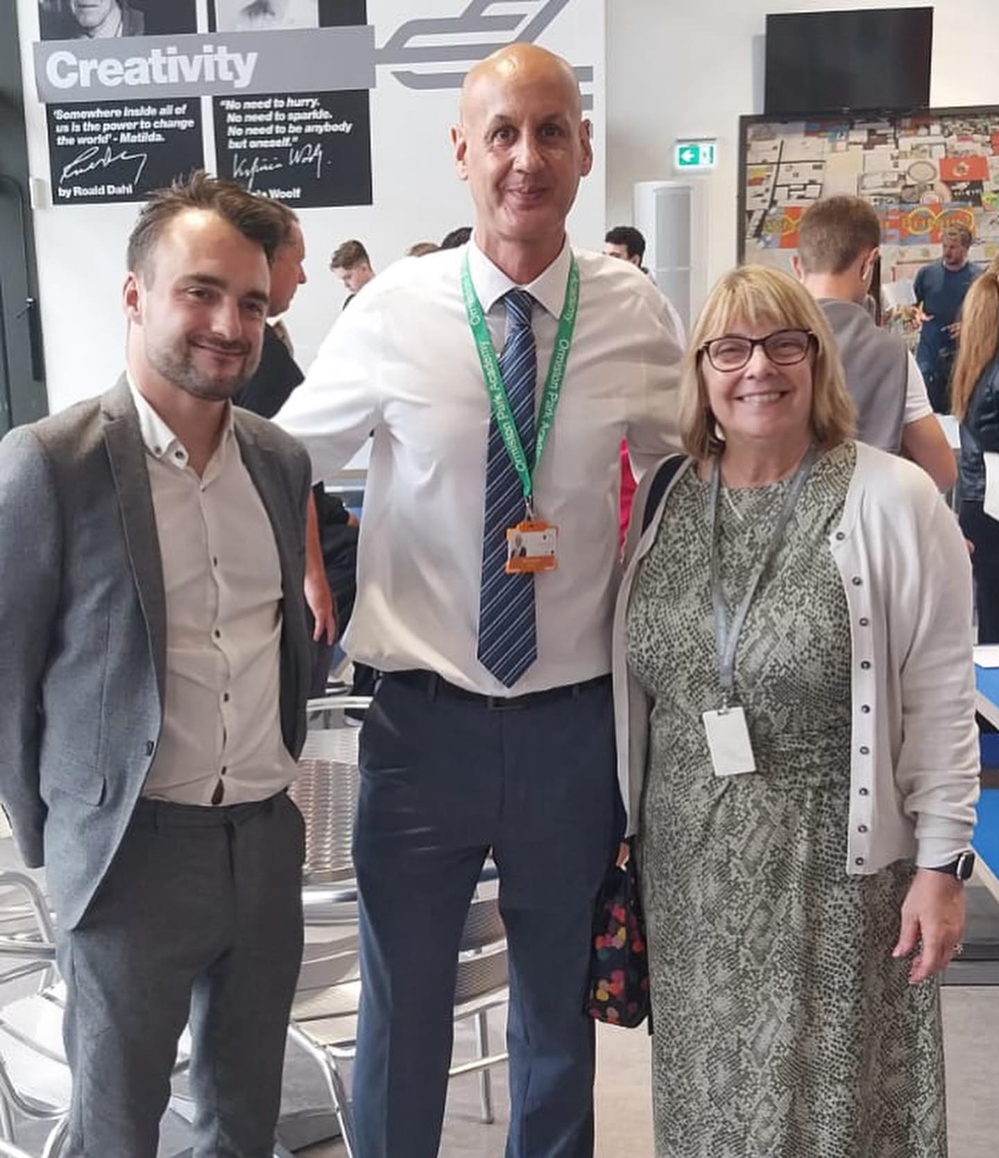 Headteacher Mark Roessler with Michele Lucas and Cllr Adam Carter.