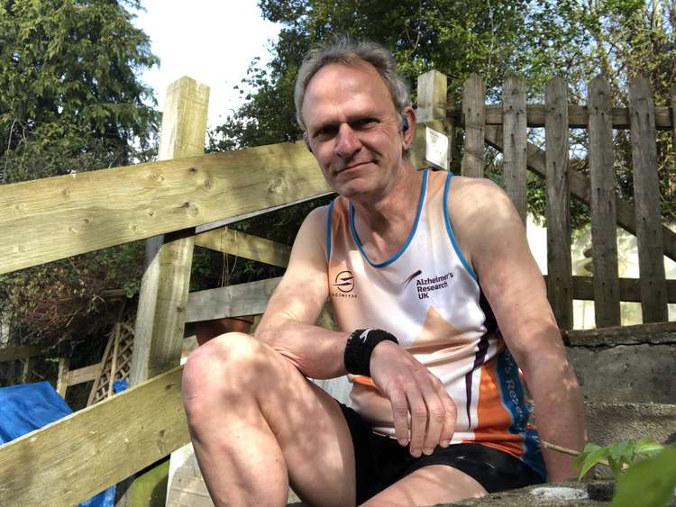Martin will be running the London Marathon in the colours of Alzheimer's Research UK