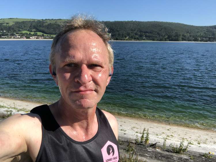 Martin on a training run around Cheddar Reservoir