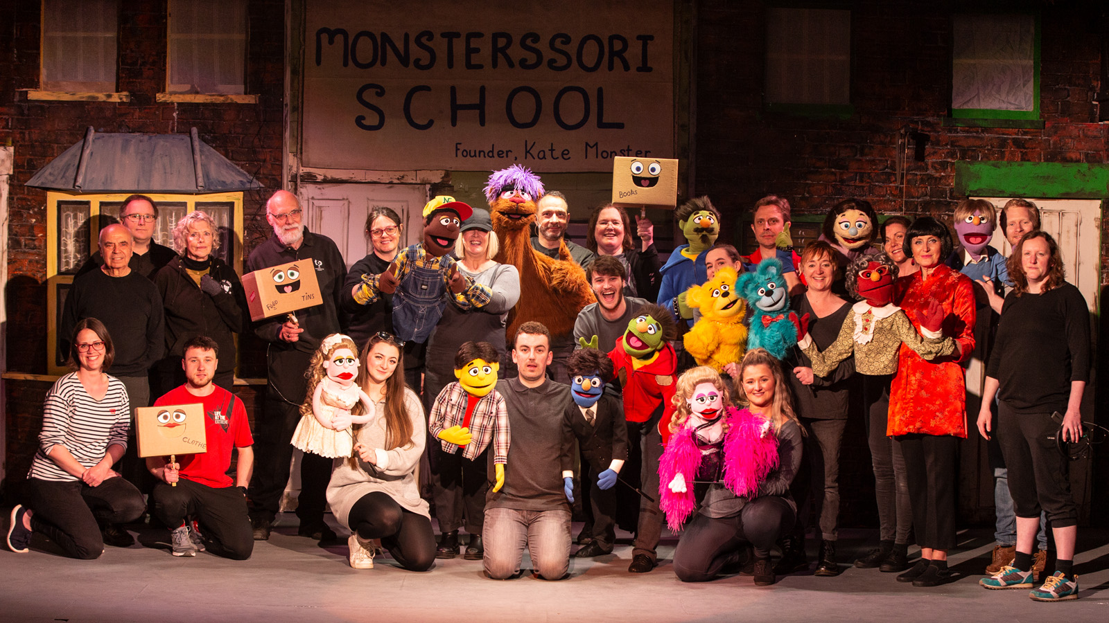 The cast and crew of Avenue Q at Wells Little Theatre