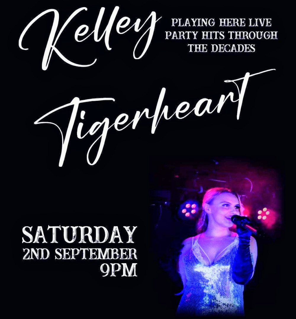 Kelley Tigerheart is performing live at The Cheese Hall on Saturday 2 September.