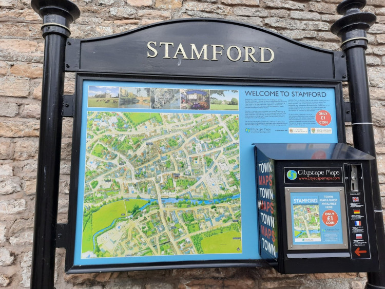 Stamford Historic Market Town sign and map