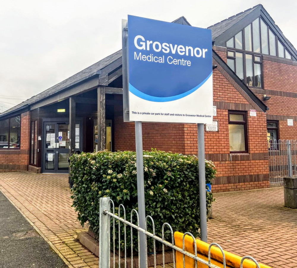 Geoff Critchley, 60, from Crewe, has been charged with affray, threats to kill, cause a nuisance/disturbance on NHS premises and possession of a bladed article at Grosvenor Medical Centre (Google).