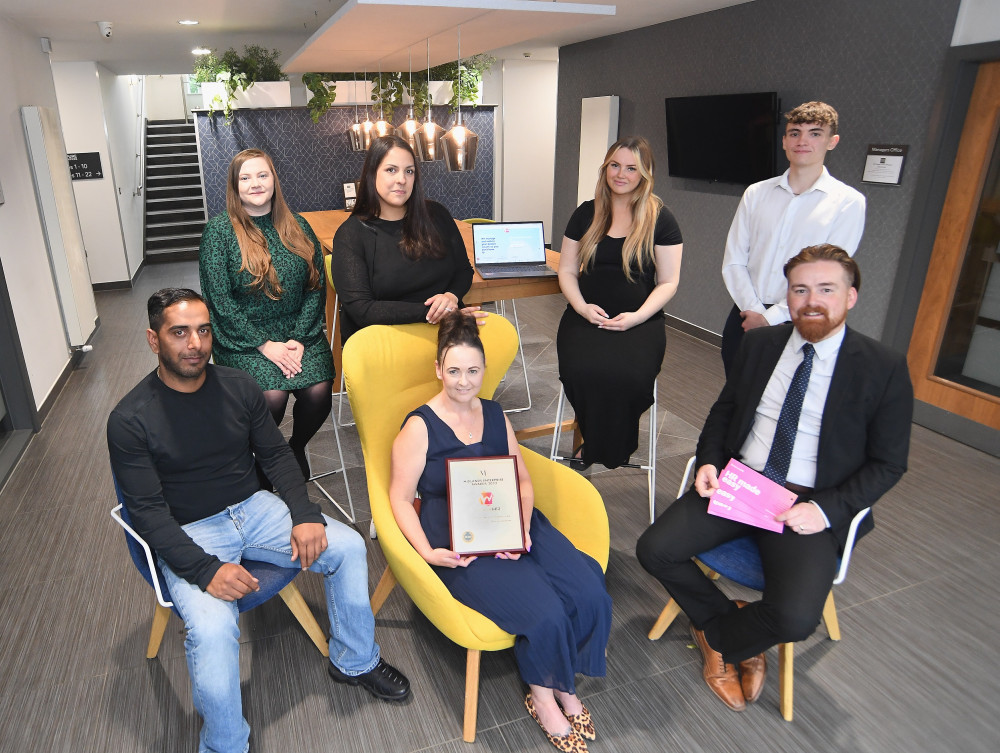 Front from left - Sorabh Gupta, Cherie Hodder, Alex Kerr (Chamber of Commerce). Back from left: Michelle Machin, Kathryn Brooks, Georgia Jackson, Joe Lawson (image via Advent PR)