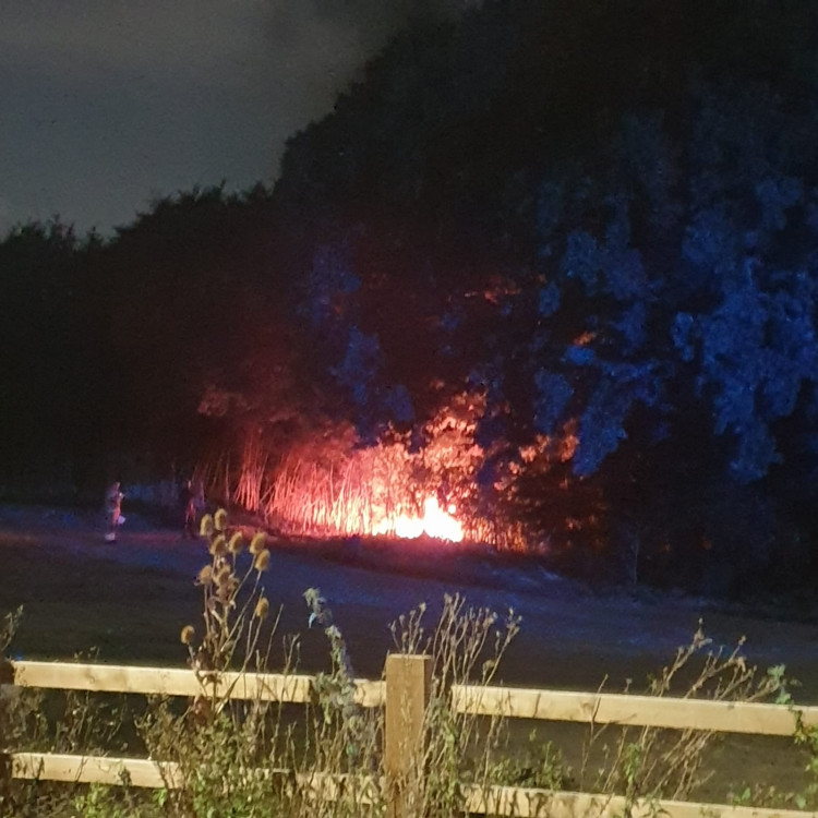 The small blaze in woodland at the Orsett Cock roundabout junction. 