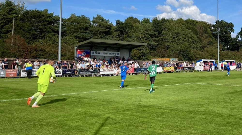 Action from Ashby Ivanhoe's FA Cup tie with Bromsgrove Sporting on Saturday. Photo: Josh Kay