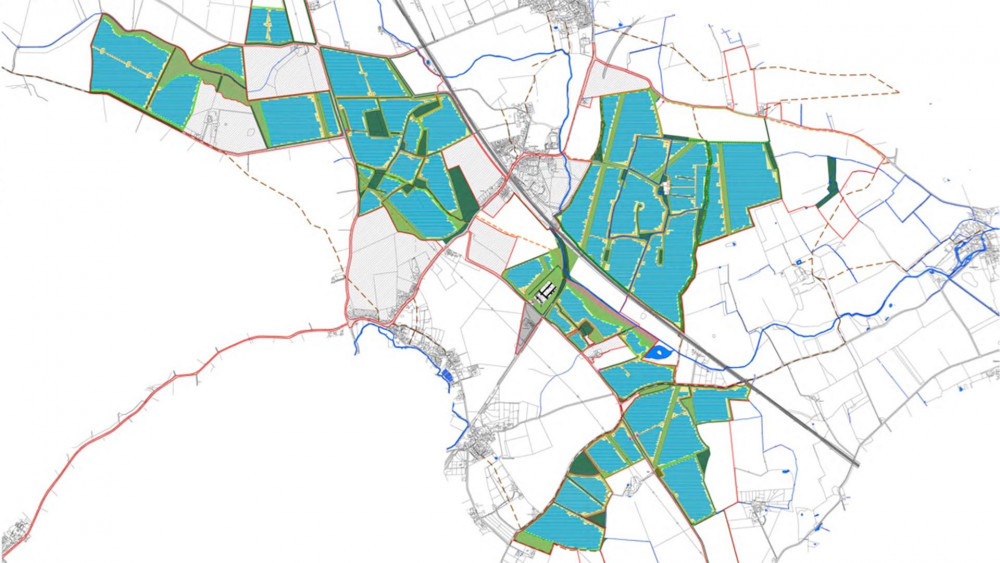 The Mallard Pass Solar Farm would cover 2,175 acres - the size of 1,400 football pitches (Image credit: RCC / SKDC)