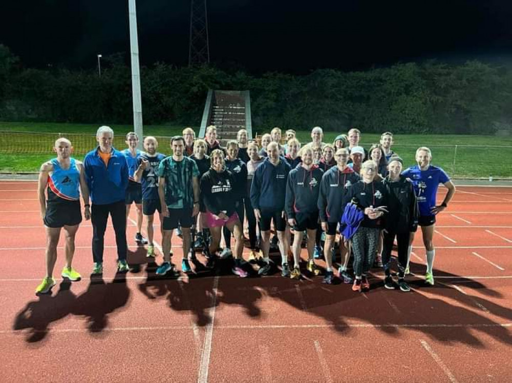 The Ivanhoe Runners celebrate their marathon feat at Tamworth Athletics Club. Photo: Ivanhoe Runners