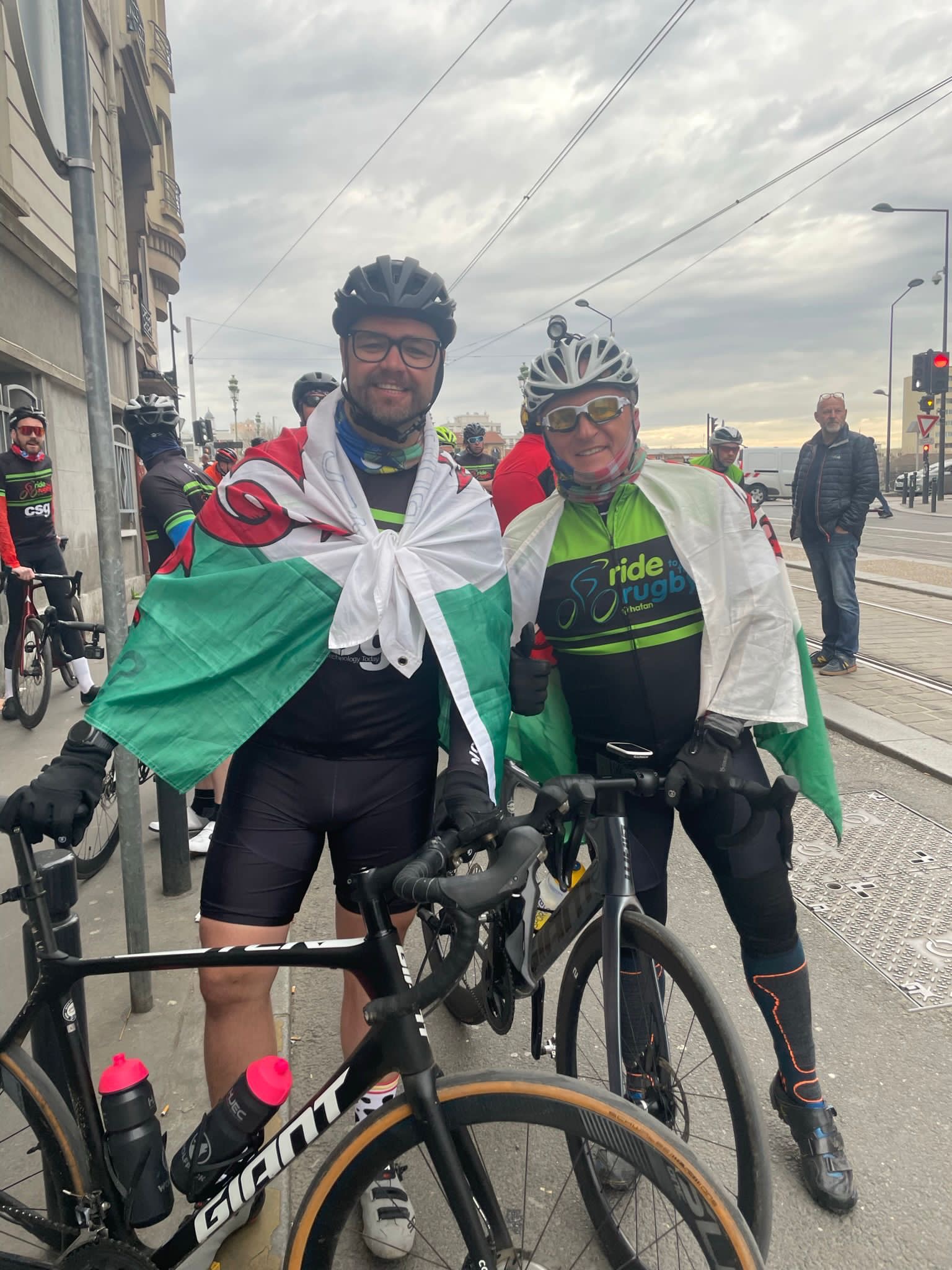 Two cyclists on last year's Ride to the Rugby to Paris