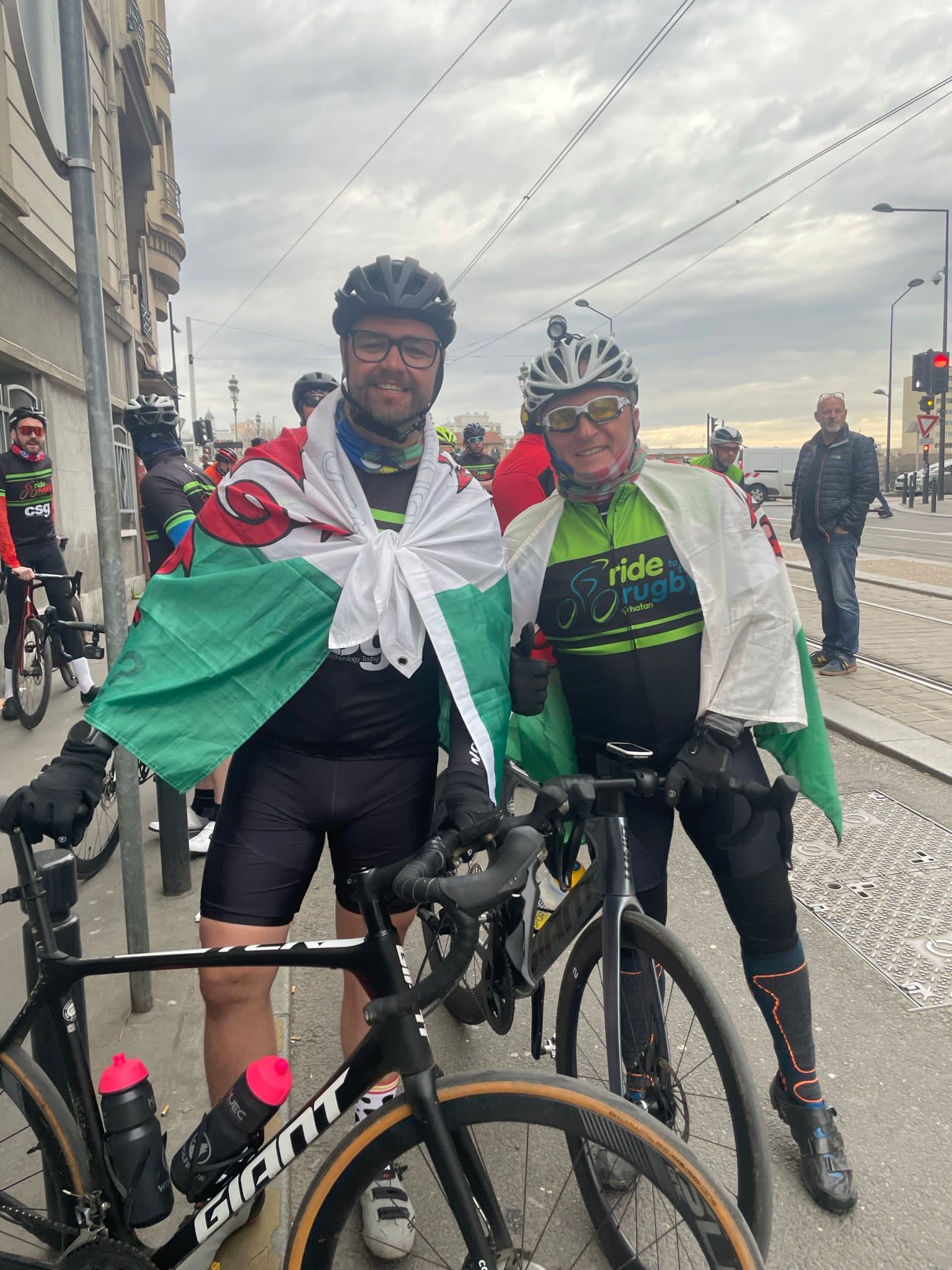 Two of last year's Ride to the Rugby riders on their way to Paris Two of last year's Ride to the Rugby riders on their way to Paris