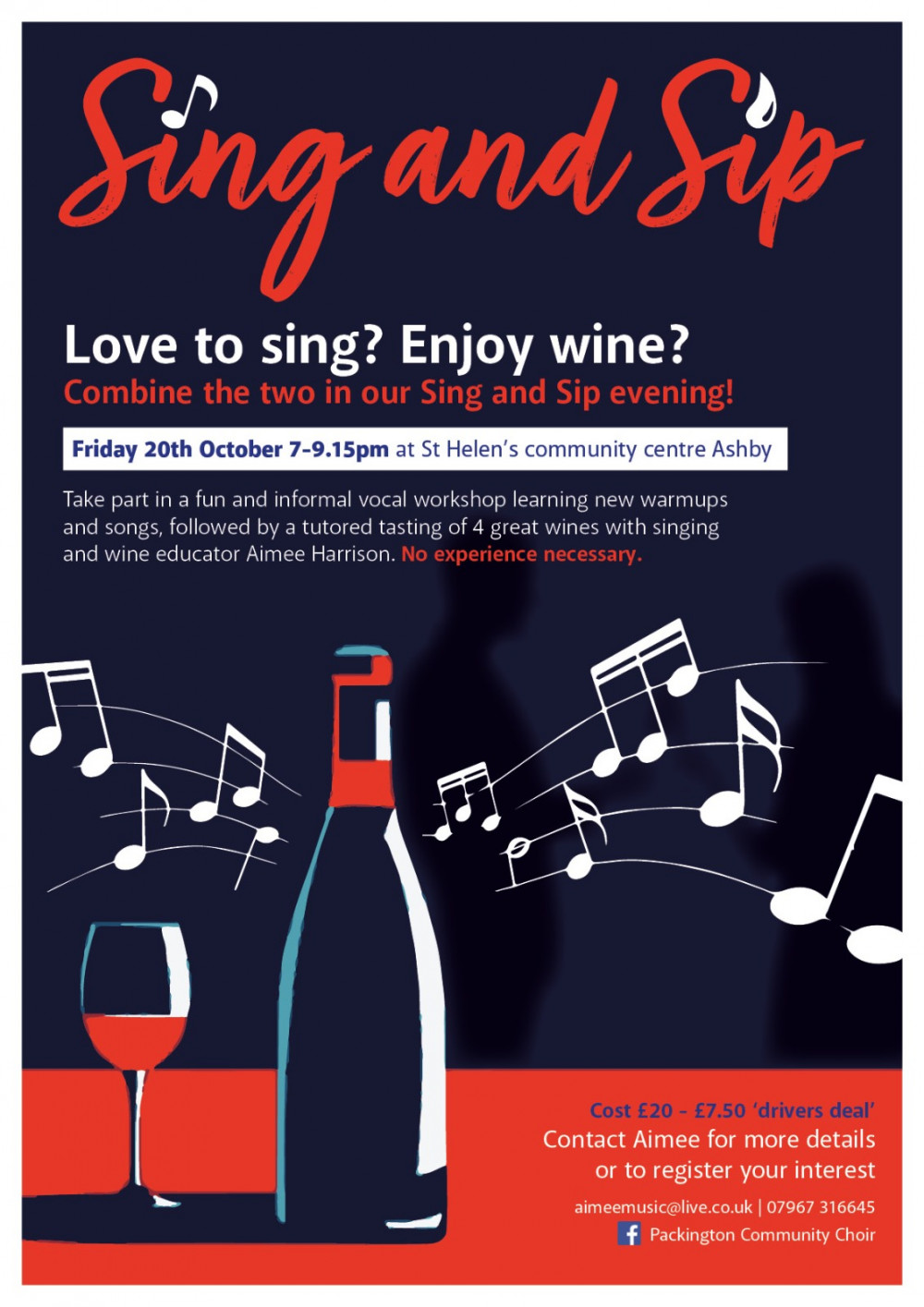 Sing and Sip Evening at St Helen’s Community Centre, Ashby de la Zouch, Leicestershire