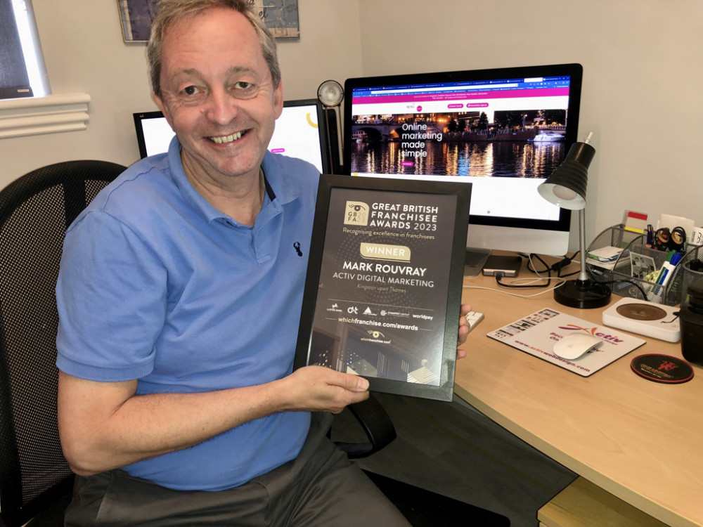 Activ Digital Marketing’s Kingston upon Thames franchisee Mark Rouvray is the recipient of a Great British Franchisee Award. (Photo: Mark Rouvay)