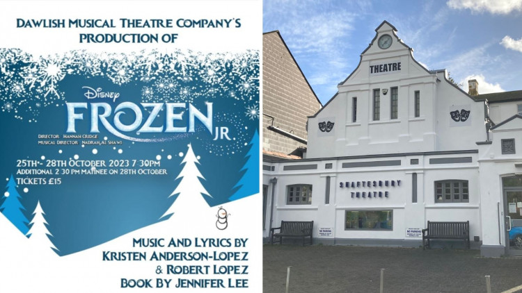 L: Frozen Jr. poster (DMTC). R: Shaftesbury Theatre, Dawlish (Nub News)