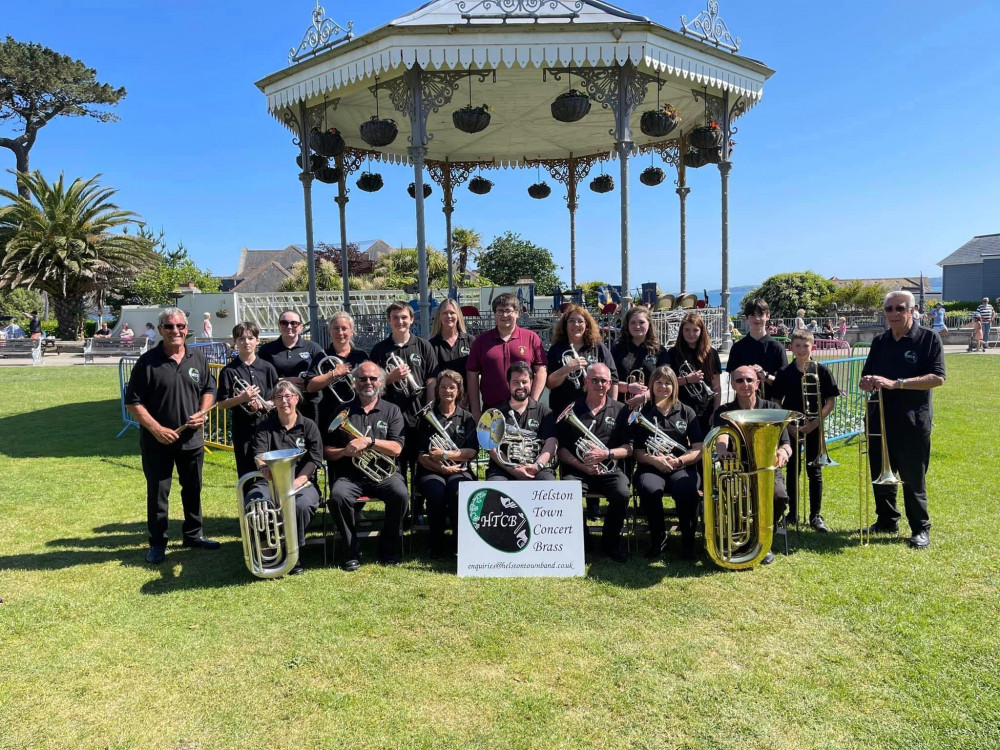 The band the last time they performed at the Princess Pavilion. (Image: Helston Town Concert Brass)