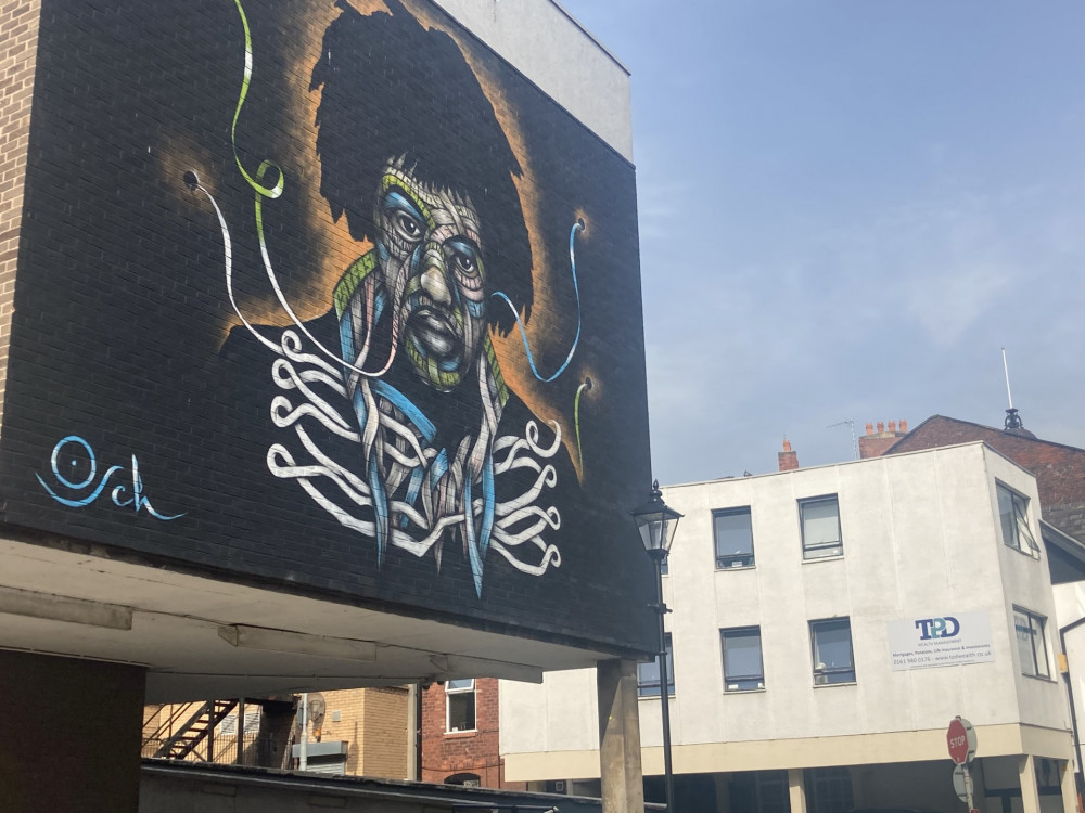 The Jimi Hendrix mural by Otto Schade is part of the same street art project which Stockport Council now plans to expand (Image - Alasdair Perry)