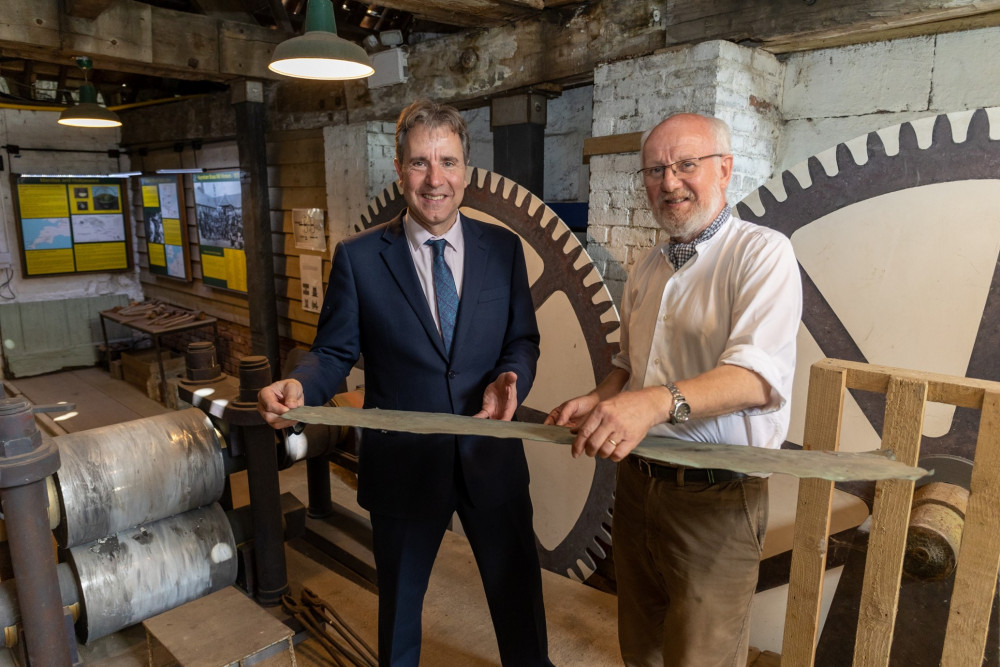 Mayor Norris and Saltford Brass Mill Chair Tony Coverdale 