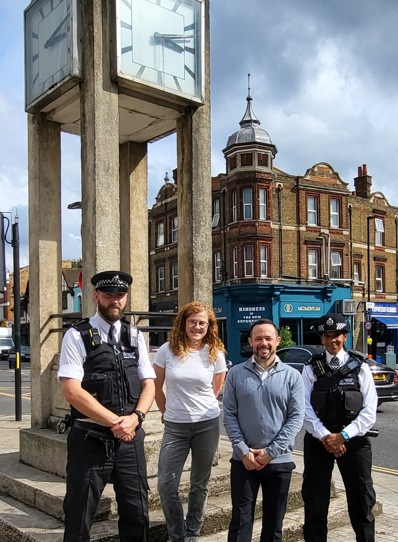 Councillor Connie Hersch and Councillor Gary Malcolm at the Hanwell Clock Tower (image supplied by Gary Malcolm).