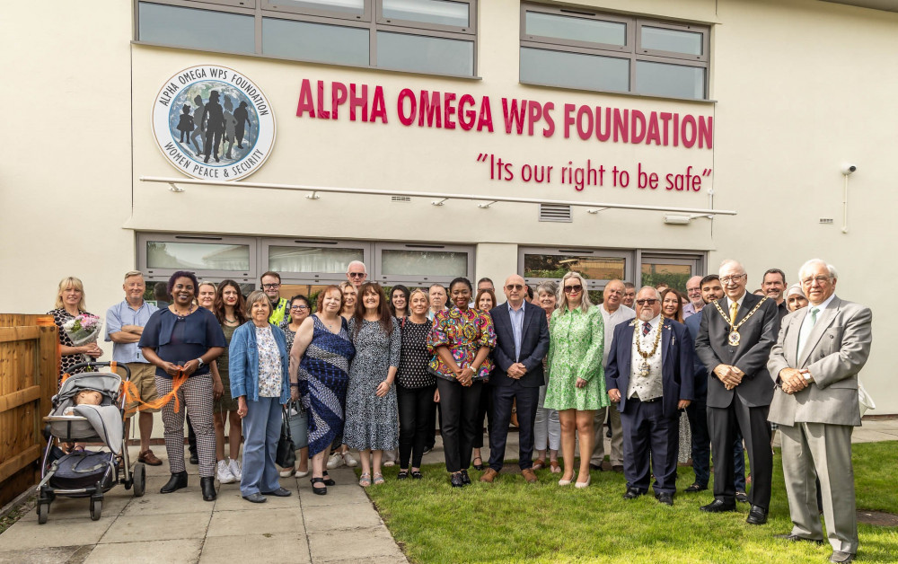 Civic dignitaries, neighbouring businesses and volunteers attended the official opening of Alpha Omega Women Peace Security (WPS) Foundation on Crewe Business Park (Jan Roberts).